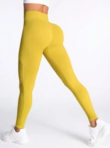 Core Rhythm Women's Solid Color Seamless Ribbed Leggings Yoga Pants