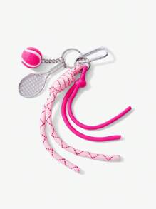 SHEIN ICON Fashionable, Personalized, Sweet And Cool Girls, Y2k, Multicolor, Braided Rope, Tennis And Racket Combinations Bag Charm - Multicolor - View 1