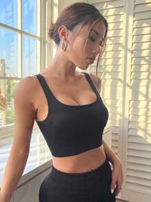 Easithlete Medium Support  Crisscross Backless Sports Bra - Black - View 3