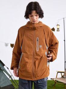 In My Nature Men's Letter Printed Raglan Sleeve Loose Fit Casual Hooded Outdoor Jacket