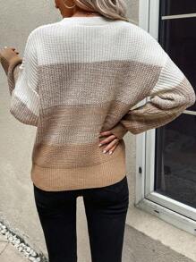 SHEIN LUNE Suéter informal de bloque de color, Parte superior de manga larga, Suéter de punto de otoño e invierno - Multicolor - Ver 2