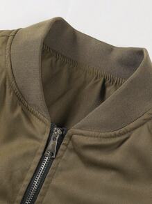 Manfinity Homme 男式纯色拉链连帽夹克，带口袋 - 棕色 - 查看 3