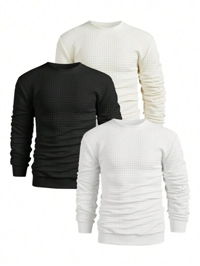 Manfinity Homme Men's Multi-Color Round Neck Casual Long Sleeve Sweatsuit, Sweatshirt