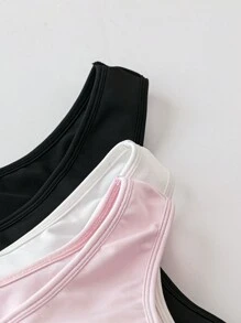 Calvaya Plus Size Women's Sleeveless Solid Color Round Neck Camisole With Chest Pads, Summer Basic Top