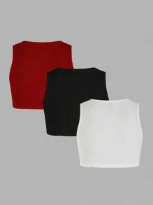 SHEIN Women Ribbed Twist Front Crop Top - Black - View 2