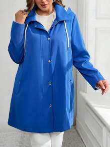 EMERY ROSE 大码女式纯色前拉链长袖休闲风衣