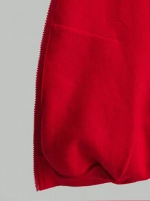 Ontre Oversized Hoodie With Zipper, Long Sleeve, Red Fall Women Clothes,Cotton - Red - View 9