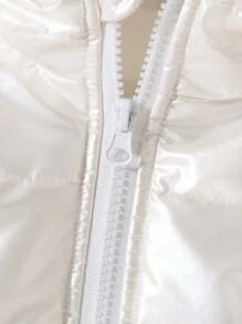 Baby Girl Thick Thermal Lined With Fur Collar Silver Warm Casual Sports Jacket, Autumn/Winter - Apricot - View 4