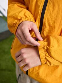 In My Nature Men's Letter Print Raglan Sleeve Hooded Casual Loose Outdoor Jacket,Orange Long Sleeve - Orange - View 8