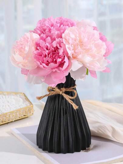 1pc Artificial Flower Vase, Ceramic Appearance Plastic Height 6.9 Inches, Unbreakable Home ation Inserted Fake Vase Cannot Hold Water, Moderne ative ation, Living Room, Table, Office, Centerpiece,Home ,Room Ramadan Bathroom view 5