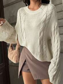 Chiquease Dames lente en herfst casual effen kleur klokmouwen trui