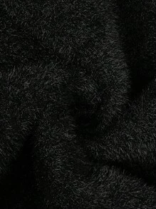 Calvaya Plus Size Women Solid Color Ruffle Collar Mock Neck Thermal Lined Thick Fitted Long Sleeve Sweater - Black - View 7
