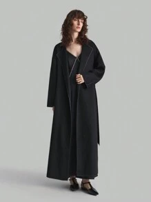 Ontre Abrigo negro de mujer nuevo para 2025, elegante estilo de dama de oficina