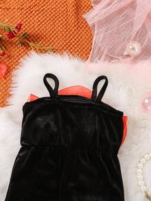 SHEIN 女婴3D立体花卉网纱连体衣，优雅可爱设计，休闲日常穿着，秋冬季 - 彩色 - 查看 6