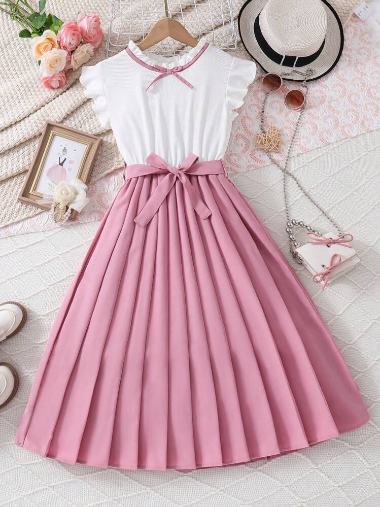 shein pleated dress SHEIN Priv Pleated Deep V-Neckline Cinching Waisted Dress
