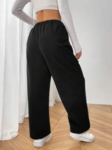 Chiquease Pantalones casuales cálidos con puños elásticos y forro térmico para mujer