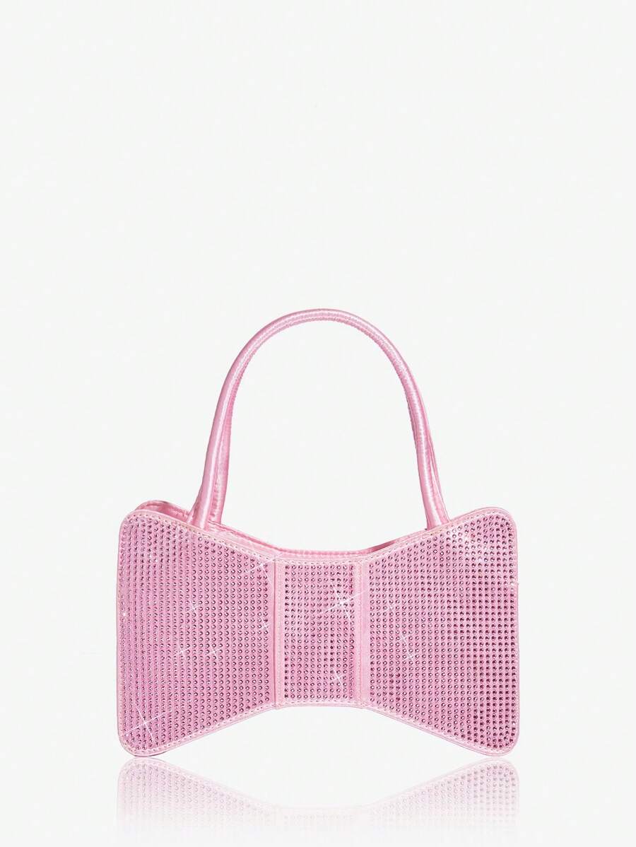 SHEIN ICON 女士，女式蝴蝶结手提包，晚宴包，时尚，奢华，水钻，个性化，简约，多功能，甜美酷炫女孩，辣妹，Y2K，粉色，适合鸡尾酒会、派对、舞会、俱乐部、约会、生日、晚会、情人节约会之夜