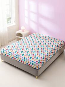 SmileyWorld® | SHEIN 1pc Full Coverage Fun Cartoon Expression Patterned Fitted Sheet,Suitable For Children Single/Double/Queen/King Bed