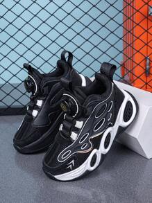 Adolescenți băieți pantofi de iarnă înalți cu decor cu imprimeu grafic, căptușeală caldă, moale și confortabil, închidere rotativă reglabilă, potriviți pentru purtarea zilnică și campus