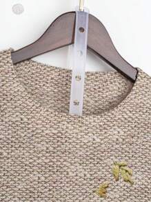 Linhara Plus Size Women's Fox Pattern Crew Neck Loose Knitted Sweater, For Winter