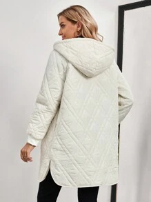 EMERY ROSE Hooded Warm Medium-Length Padded Outerwear Jacket, Apricot Color