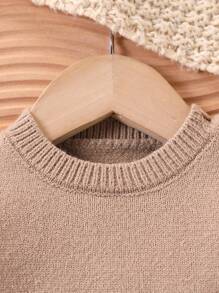 Baby Boys' Sweater Bodysuit, Light Brown Embroidered Teddy Bear Design, Warm & Comfortable For Newborns, Suitable For Daily Wear, Outings, Travel, Home, Daycare And School - Coffee Brown - View 4