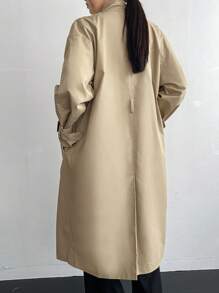 Dazy-Less Women's Casual Business Patchwork Trench Coat - Khaki - View 5