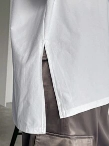 FRIFUL Women's Solid Color Scoop Neck Batwing Sleeve Casual T-Shirt, Summer - White - View 4