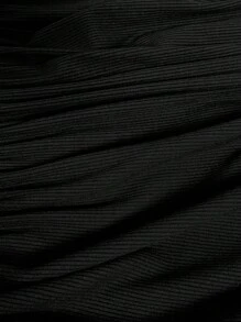 SHEIN Clasi Macacão Casual Feminino de Manga Longa Preta com Perna Larga e Decote em U, Confortável e Versátil, Outono - Cinza - Visão 7