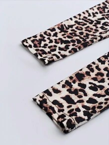 SHEIN Unity Women Leopard Print Twist Front Long Sleeve T-Shirt Cheetah Print Tees Women Tops For Spring - Multicolor - View 3