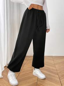 Chiquease Pantalones casuales cálidos con puños elásticos y forro térmico para mujer