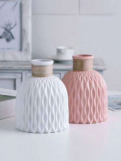 1pc Plastic Flower Vase, Faux Ceramic Vase Home ation Arrangements,Home ,Flower Vase,Centerpiece,Table Fall Valentine DAY, Valentines Wedding, Birthday, Room Living Room, Office Items, Stuff,Fall view 6