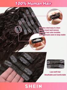 Ekstensi Rambut Manusia Jepit Gelombang Alami 120g/Set Ekstensi Jepit Rambut Seluruh Kepala Gaya Brasil untuk Wanita, Kostum Musim Dingin, Natal, Halloween, Pakaian Musim Gugur Wanita - S2 - View 3