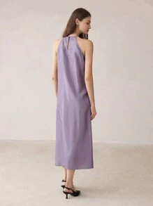 BizChic Women Solid Color  Halter Neck Dress, Summer,Lavender Dress - Purple - View 2