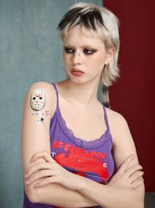 WB Horror X SHEIN 1pc Horror Mask And Letter Sticker Set