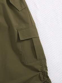 SHEIN Tween Girl's Casual Round Neck Tank Top & Asymmetrical Hem Cargo Pants Set