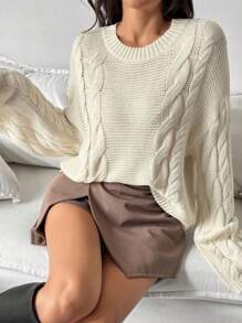 Chiquease Dames lente en herfst casual effen kleur klokmouwen trui