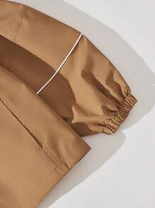 SHEIN Veste à col montant à manches longues décontractée pour filles, porter décontracté pour les loisirs en plein air et la ville, pour la photographie de rue - Marron - Voir 6