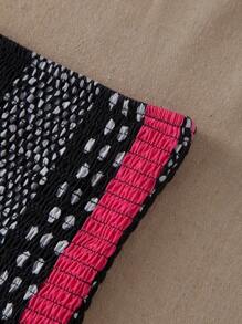 INAWLY Women's Summer Vacation Polka Dot Print Ruffle Hem Strapless Blouse - Multicolor - View 5