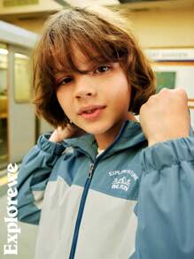 SHEIN Outdoor Casual Style Multi-Color Patchwork Design Wind-Resistant Warm Jacket, Suitable For Outdoor Activities, Play And Leisure