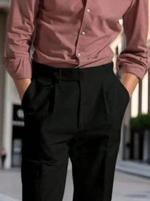 Calvornis Slim Fit Suit Pants With Slanted Pockets For Men, Men Dress Pants, Men Baggy Dress Pants, Dress Pants - Black - View 4