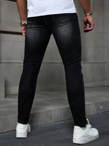 Manfinity EMRG Men's Washed Black Denim Skinny Jeans With Stretch
