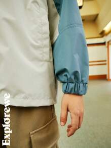 SHEIN Outdoor Casual Style Multi-Color Patchwork Design Wind-Resistant Warm Jacket, Suitable For Outdoor Activities, Play And Leisure