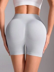 SHEIN Velisys 3pcs Seamless Solid Color Hollow Design Sports ShortsWomen Sweat Short, Gym Short, Biker Short