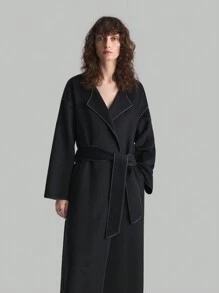 Ontre Abrigo negro de mujer nuevo para 2025, elegante estilo de dama de oficina