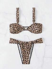 Swim SXY Women Leopard Print Sexy Bikini Swimwear Set (Random Pattern) - Summer Beach - Multicolor - View 5