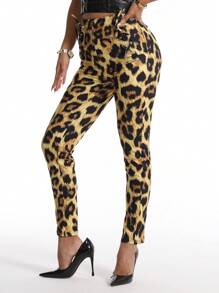 Chiquease Women's Casual Leopard Print Drawstring Waist Leggings Fall Cloth For Women - Multicolor - View 5