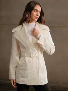 Anewsta Trench Caise Urban Minimalist Brodat Pentru Femei - Caisă - Vizualizare 7