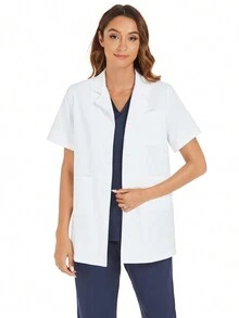 Áo khoác trắng tay ngắn dáng rộng có túi, áo khoác vest - trắng - Xem 8