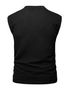 Manfinity Homme Camiseta de tirantes ancha con textura lisa casual para hombre, verano